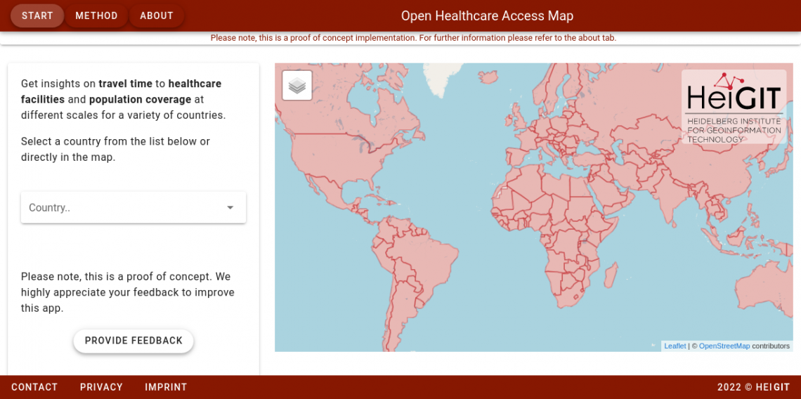 Open healthcare Access Map