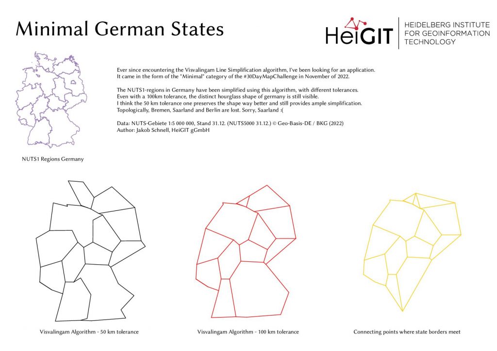 Simplifying German states, Jakob Schnell's contribution to Day 16 (Minimal) of the #30DayMapChallenge.