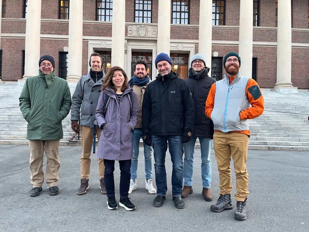 The geoEpi team attending CGA 2023. Back row from left: PD Dr. med. Thomas Jänisch, Assoz. Prof. Dr. Bernd Resch, Dorian Arifi and Steffen Knoblauch. Front row from left: Dr. rer. nat. Ivonne Morales Benavides, Apl. Prof. Dr. Sven Lautenbach, and Dr. Yannik Roell.