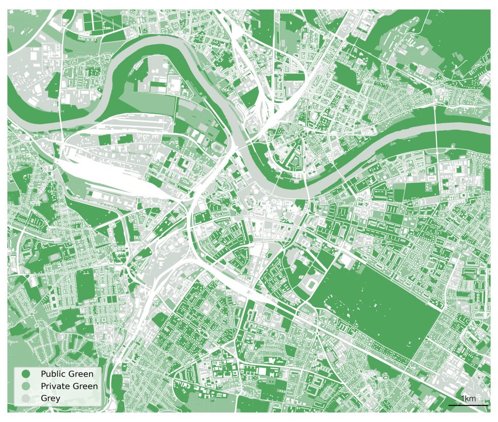 Caption: Green spaces in Mannheim and the nearby area, Christina Ludwig’s submission for Day 4 (“Colour Friday”) of Topi Tjukanov’s Twitter event #30DayMapChallenge. Map derived from OpenStreetMap data.