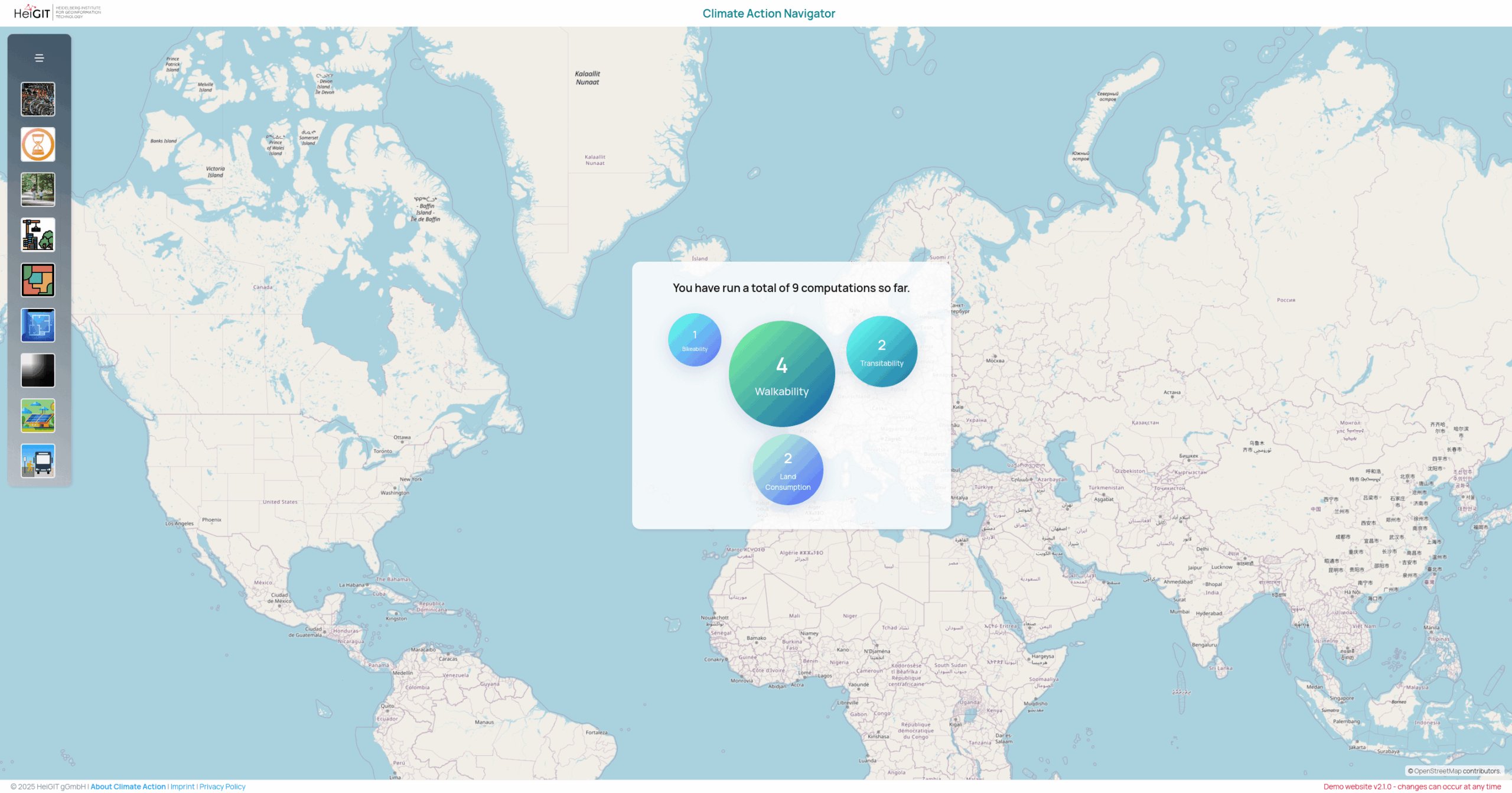 Screenshot of the Climate Action Navigator