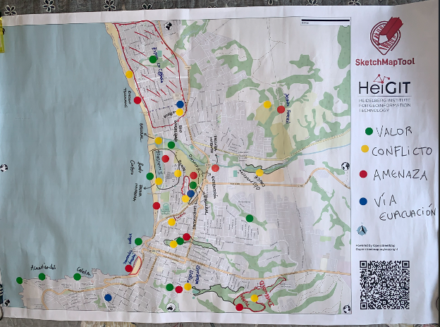 Sketch Map mit geographischen Informationen, die die Community vor Ort vor der Digitalisierung erstellt