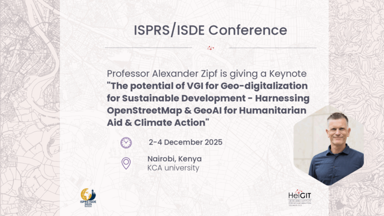 Event banner: Professor Alexander Zipf is giving a keynote at the ISPRS/ISDE Conference