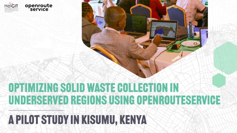Efficient waste collection remains a major challenge in many rapidly growing cities. In a pilot study in Kenya, openrouteservice (ORS) is being used to improve solid waste collection planning and identify underserved areas.