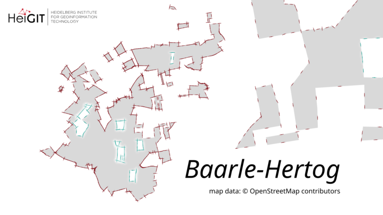 Map showing the complex border layout of Baarle-Hertog with irregular shapes and enclaves