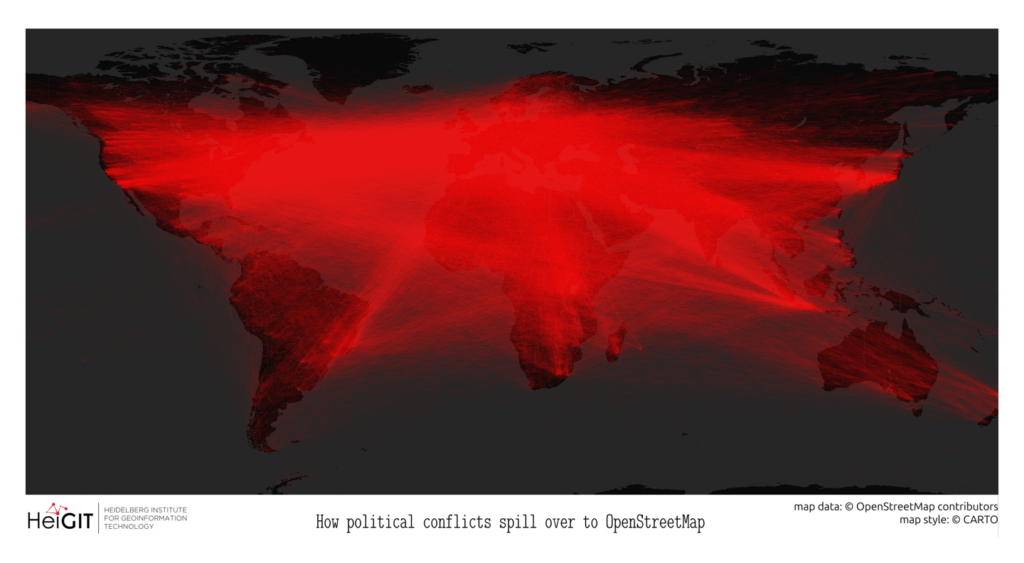 World map with red lines spreading from a central point in Africa to multiple continents
