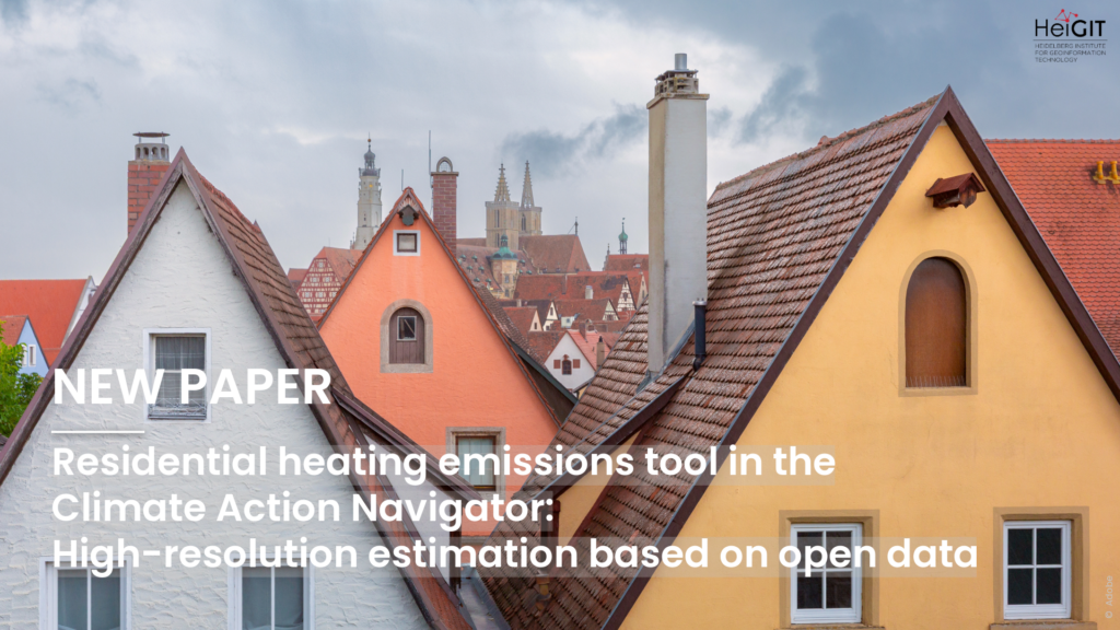 Cover announcing a new paper on a high-resolution residential heating emissions tool using open data, set against colorful steep-roofed houses and distant cathedral spires under a cloudy sky.